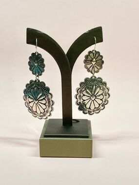 Silver Concha Double-Drop Earrings - Women's Jewelry